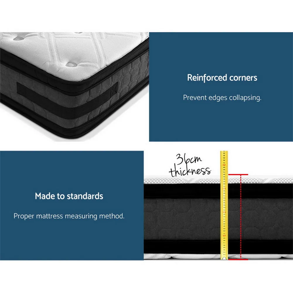 Alva 36cm Thick Euro Top Cool Gel Pocket Spring Mattress - Double