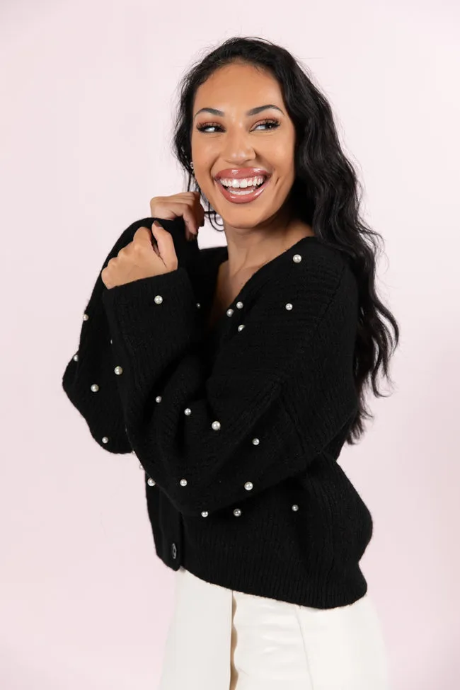 Beautiful Memories Black Pearl Embellished Cardigan SALE