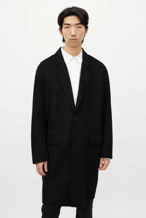 Black Wool Three Button Coat