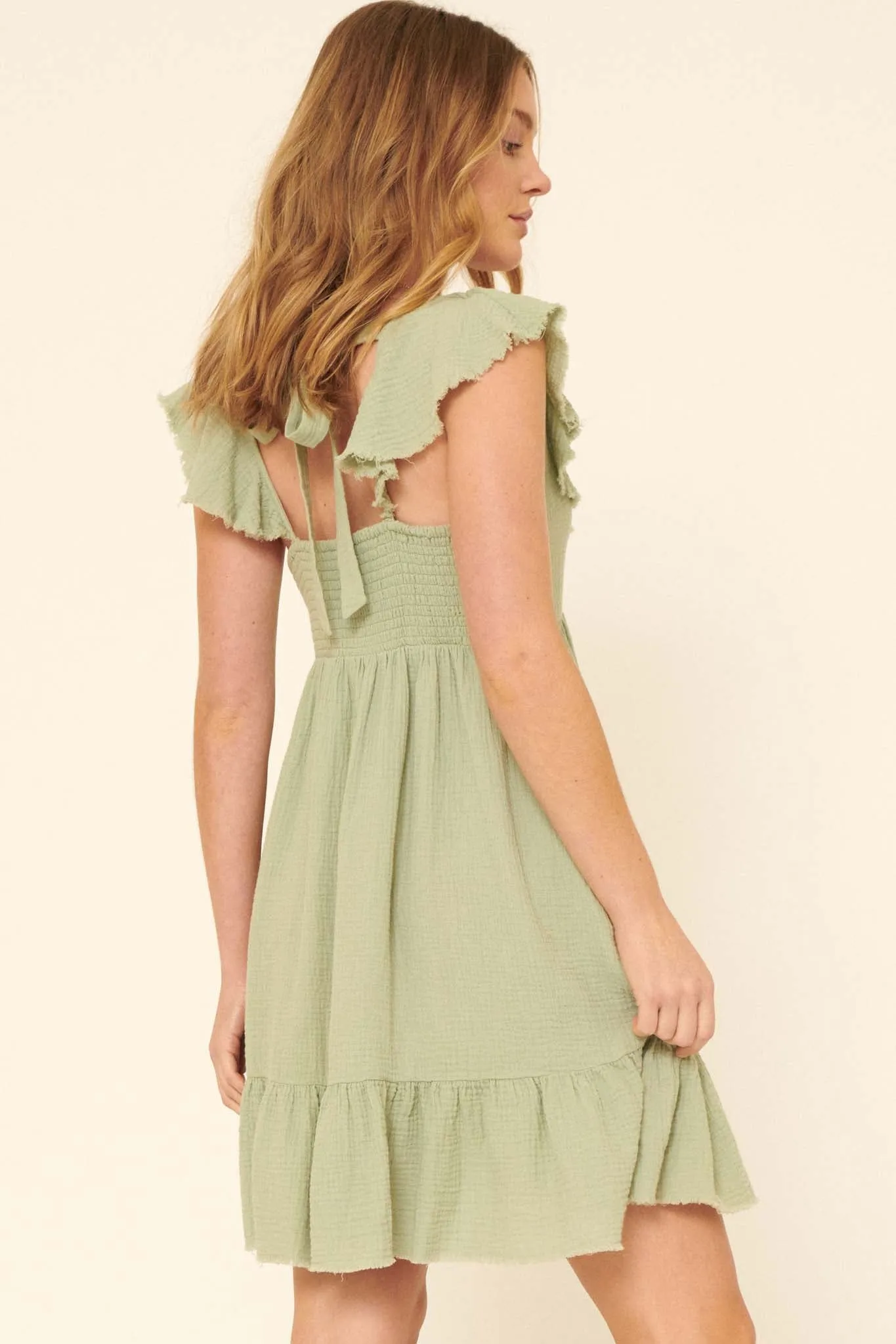 Crush On You Ruffled Crinkle Cotton Mini Dress