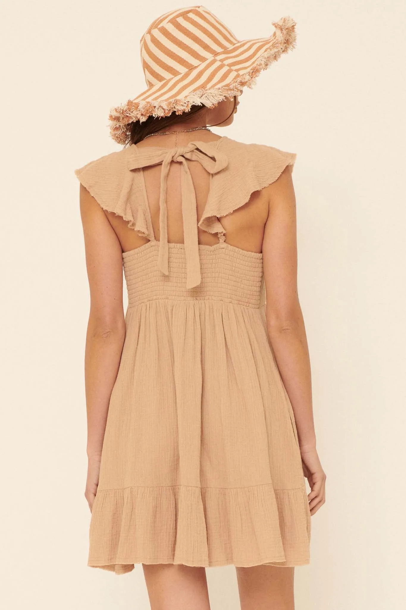 Crush On You Ruffled Crinkle Cotton Mini Dress