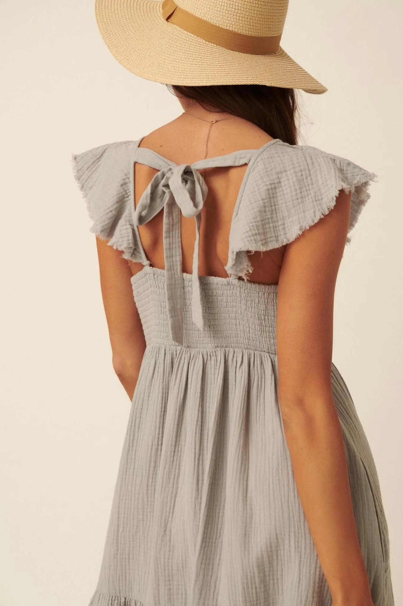 Crush On You Ruffled Crinkle Cotton Mini Dress