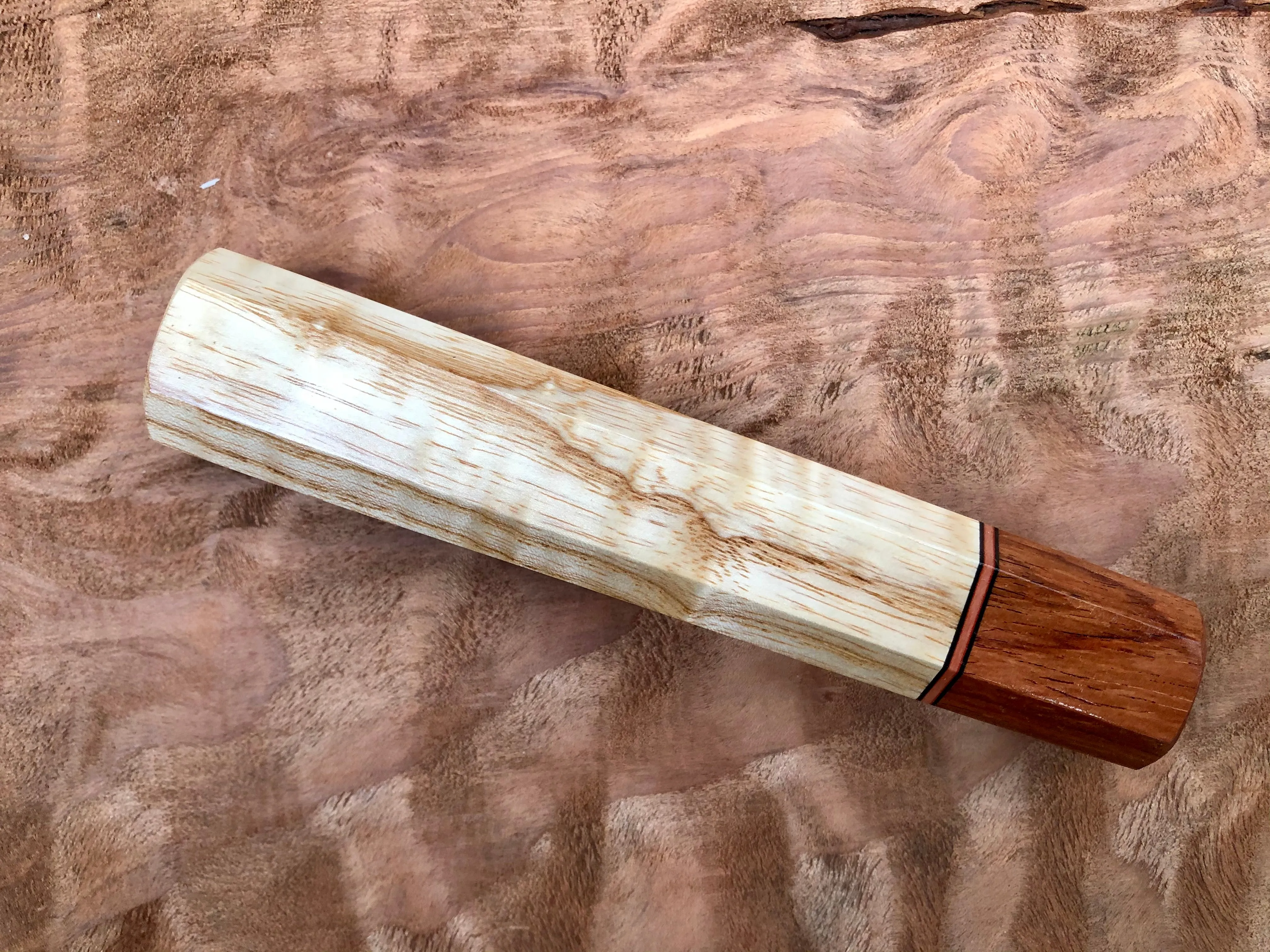 Custom Japanese Knife Handle - Ash and rosewood