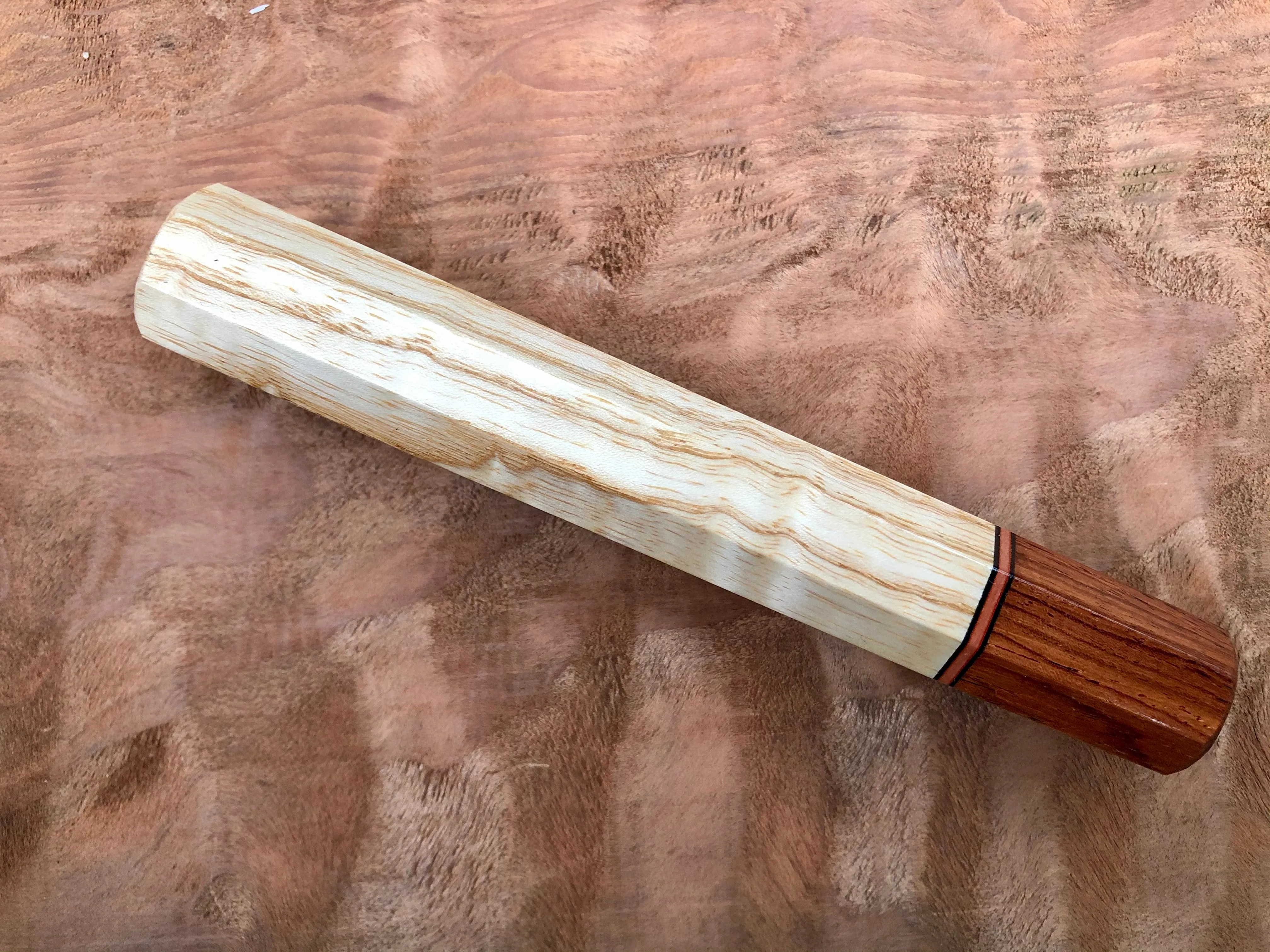 Custom Japanese Knife Handle - Ash and rosewood