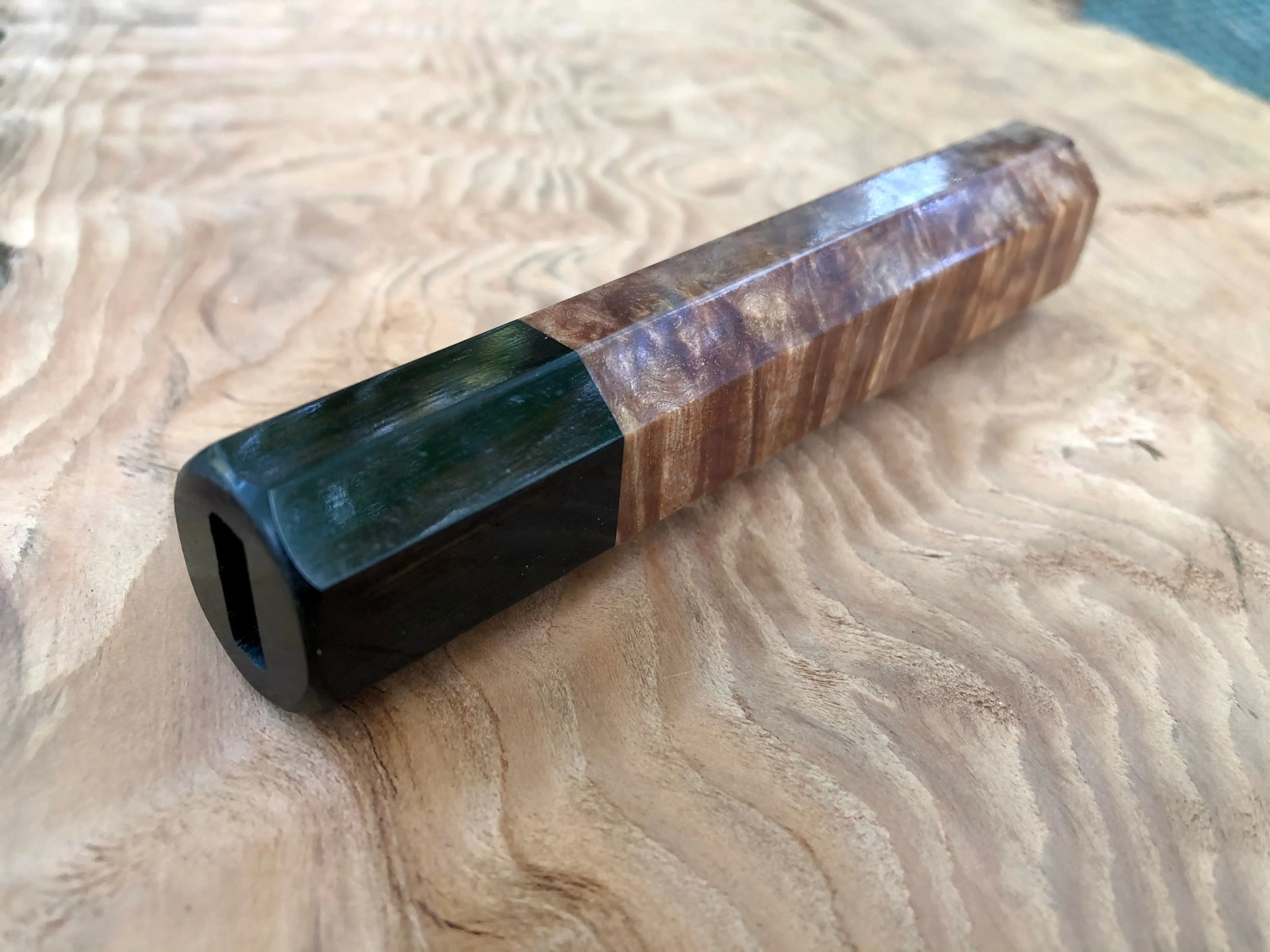 Custom Japanese Knife Handle - Maple Burl