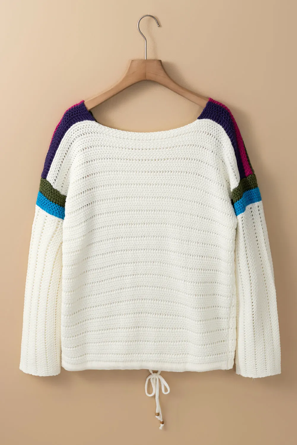 Floral Stripe Pointelle Knit Sweater