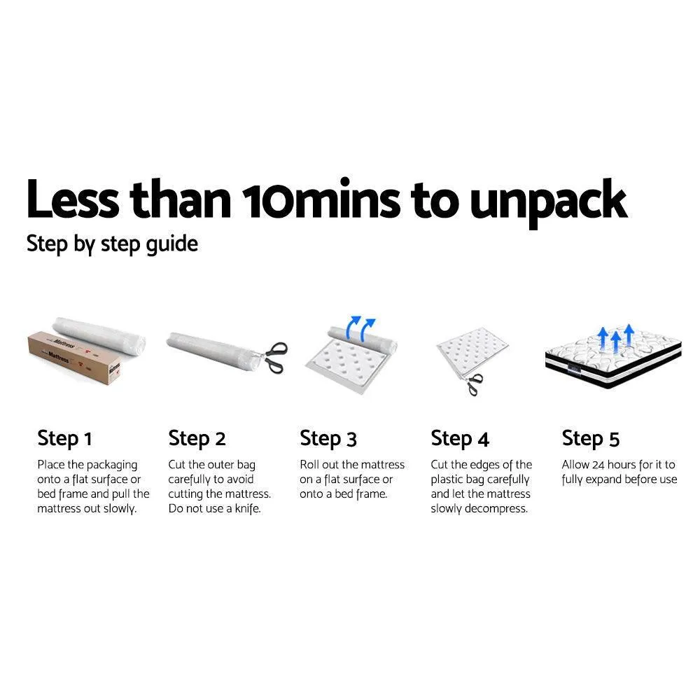 Giselle Bedding Lotus Tight Top Pocket Spring Mattress 30cm Thick - Queen