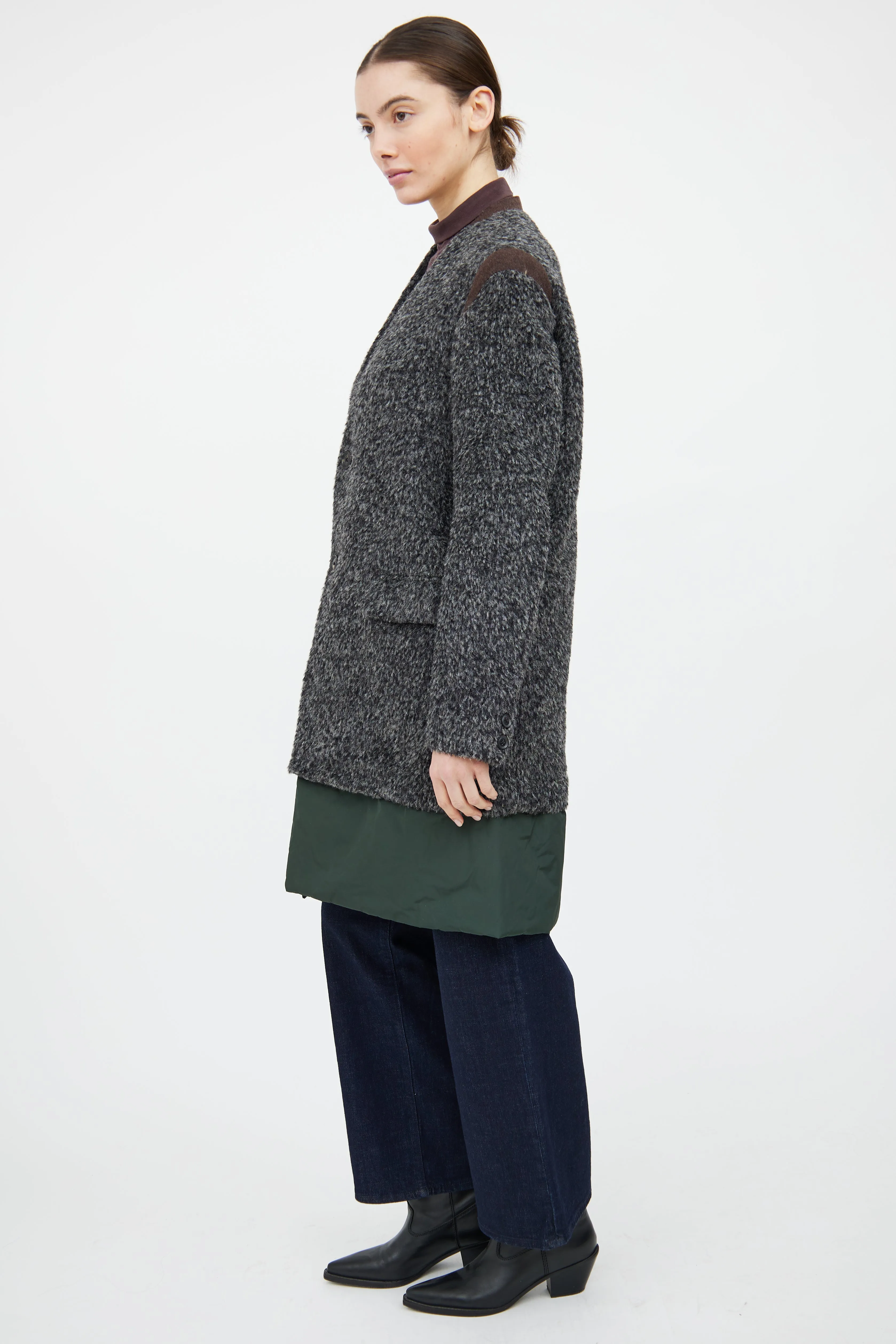 Grey & Green Panelled Coat