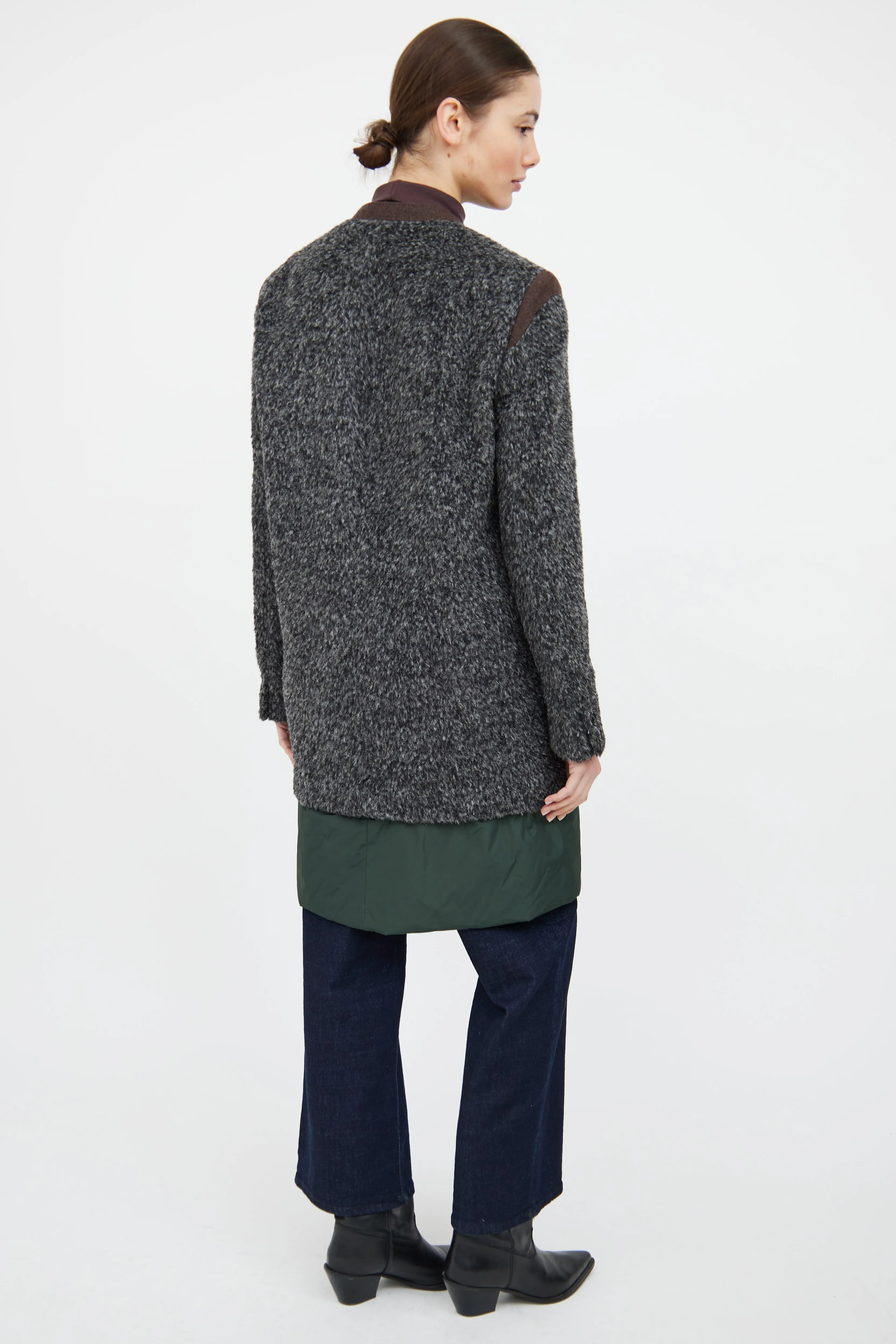 Grey & Green Panelled Coat