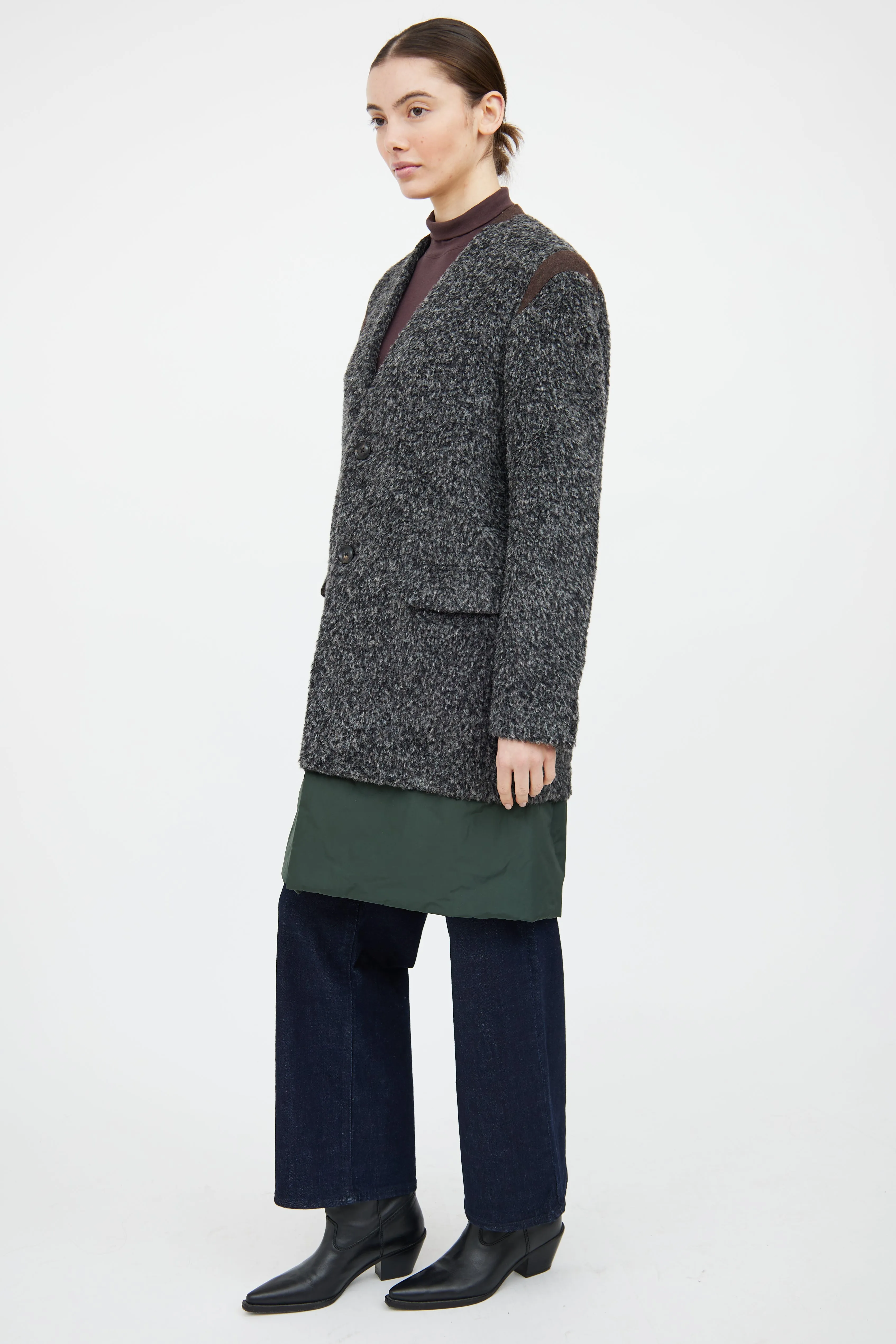 Grey & Green Panelled Coat