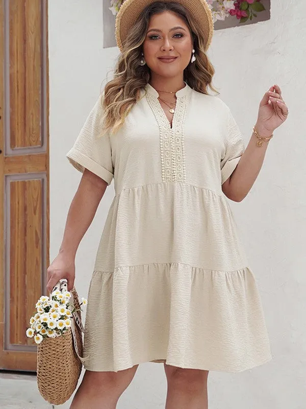 HI Curvy Plus Size Women  Lace detail Front Sandy Dress