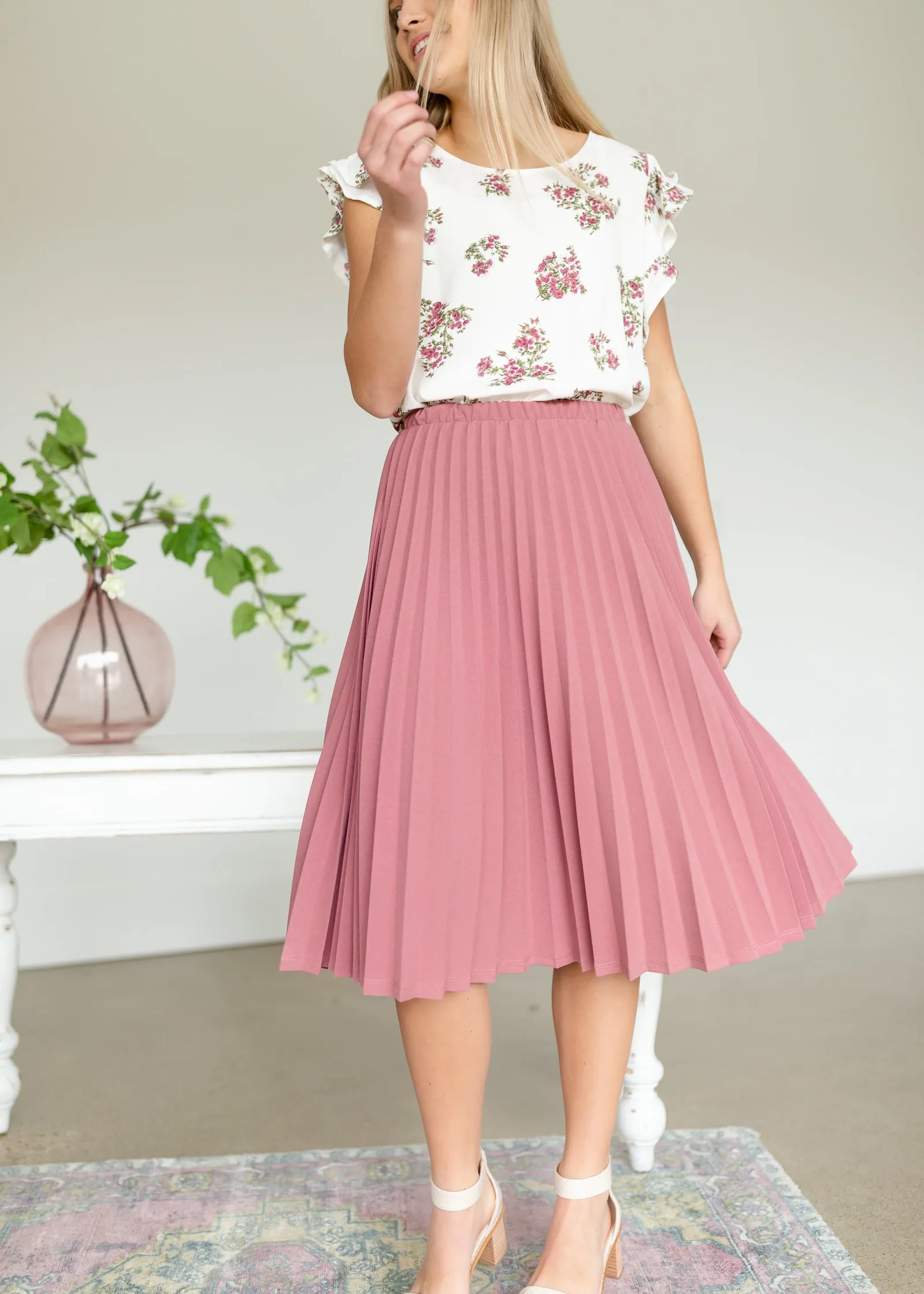 Ivory Floral  Flutter Sleeve Top