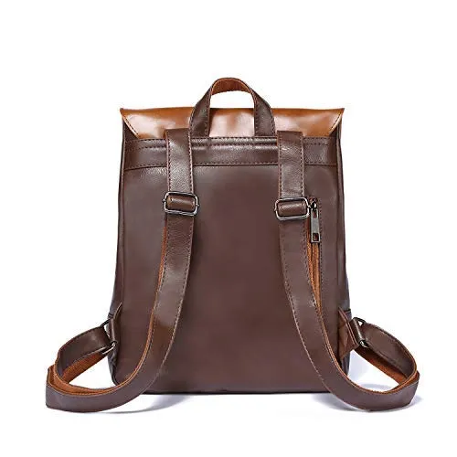 Zebella Womens Leather Backpack Vintage Laptop Brown Backpack Faux Leather Travel Daypack College School Bookbag for Women, Girls & Students