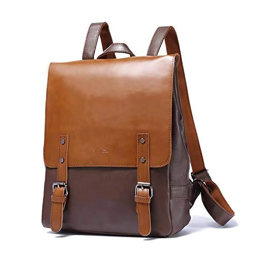 Zebella Womens Leather Backpack Vintage Laptop Brown Backpack Faux Leather Travel Daypack College School Bookbag for Women, Girls & Students